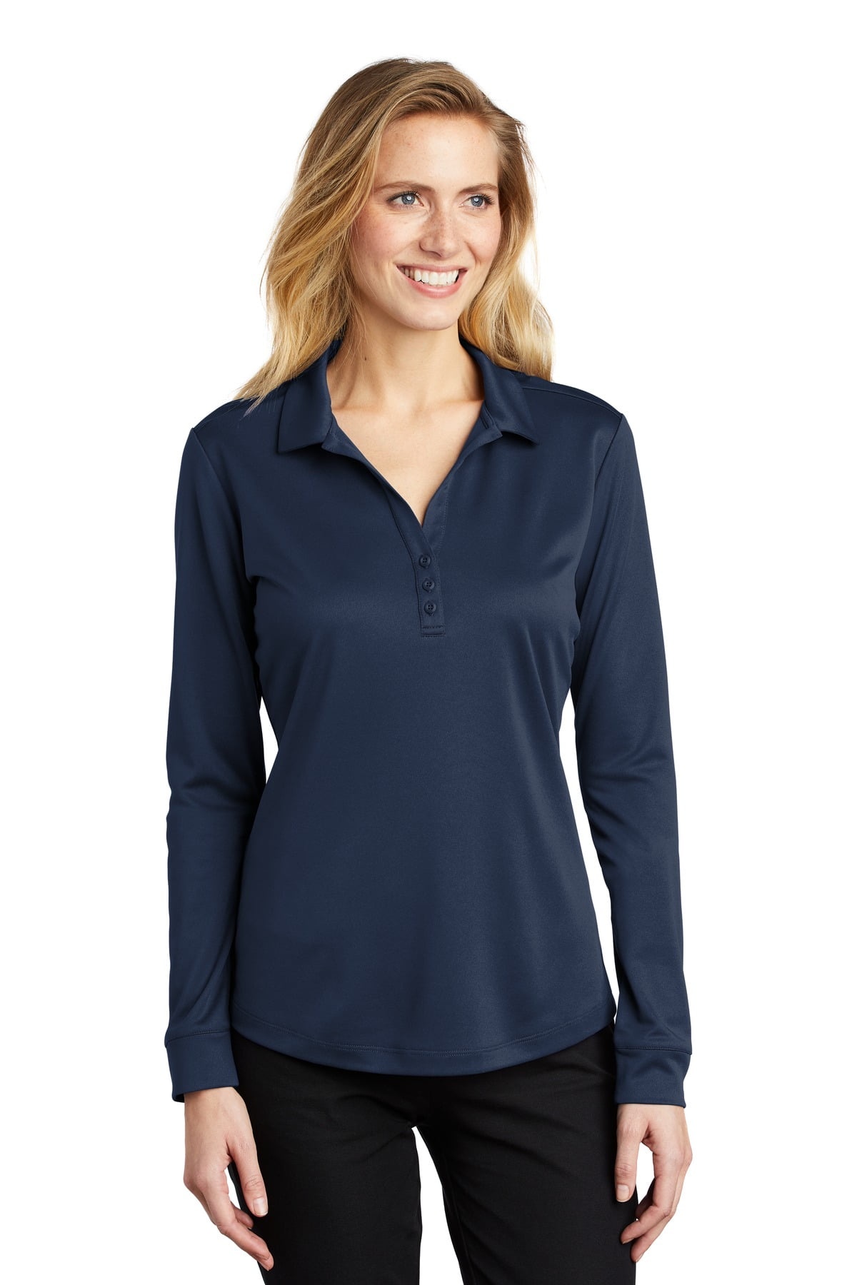blauer women's long sleeve performance pro polo shirt 8144w