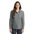 thumbnail image 1 of Port Authority Ladies Slub Chambray Shirt, Grey, 3X-Large, 1 of 4