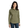 thumbnail image 1 of Port Authority Ladies Stain Resistant Roll Sleeve Twill Shirt-4XL (Vintage Khaki), 1 of 6