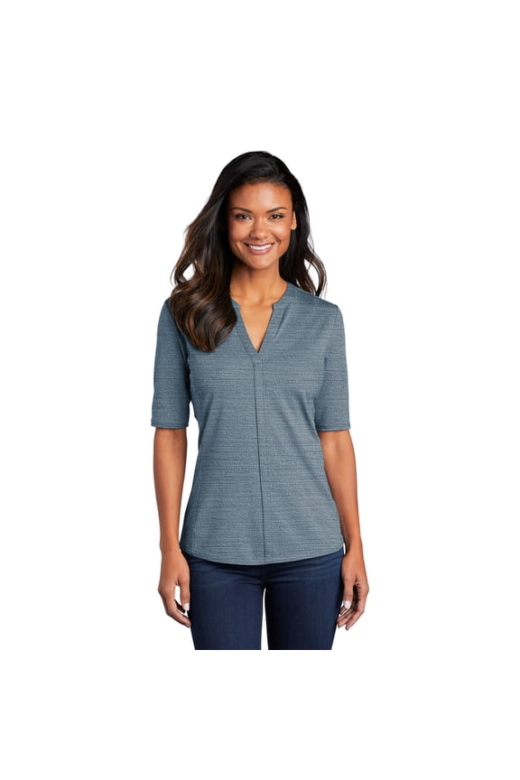 Ladies Stretch Heather Open Neck Top LK583