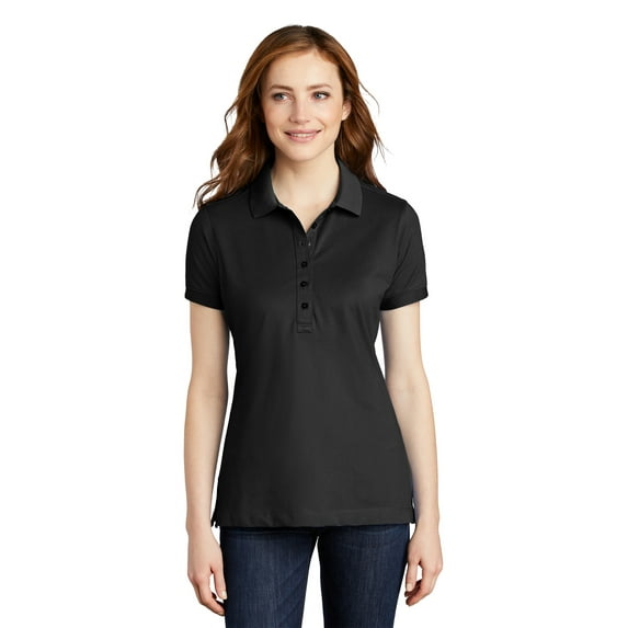Port Authority Ladies Stretch Pique Polo-L (Black)