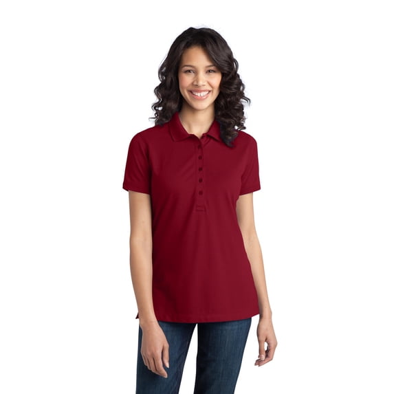 Port Authority Ladies Stretch Pique Polo-S (Chili Red)