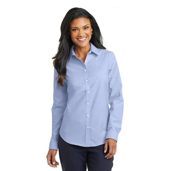 Port Authority Ladies SuperPro Oxford Shirt-XL (Oxford Blue)