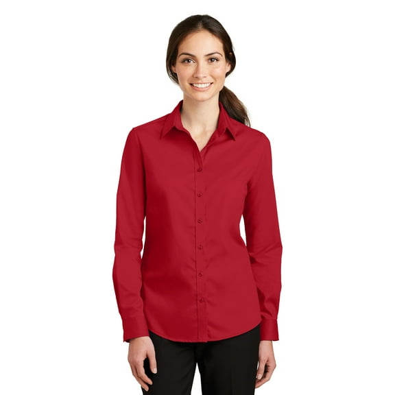 Port Authority Ladies SuperPro Twill Shirt-S (Rich Red)