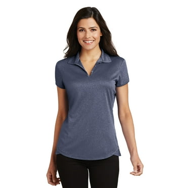 Port Authority Ladies Trace Heather Polo-L (True Navy Heather)