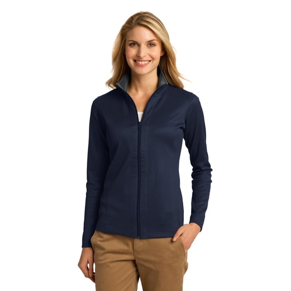 Port Authority Ladies Vertical Texture Full Zip Jacket-4XL (True Navy/ Iron Grey)