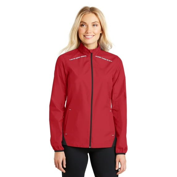 Port Authority Ladies Zephyr Reflective Hit Full-Zip Jacket L345 - Rich Red/ Deep Black - L