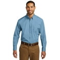 thumbnail image 1 of Port Authority Long Sleeve Carefree Poplin Shirt W100 - Carolina Blue - S, 1 of 4