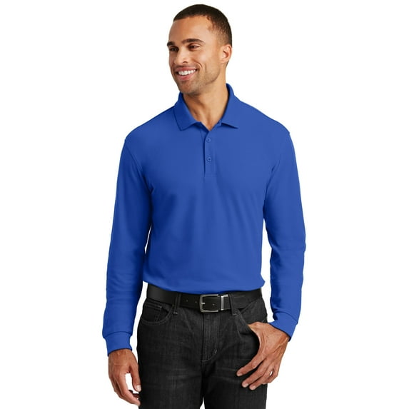 Port Authority Long Sleeve Core Classic Pique Polo-M (True Royal)