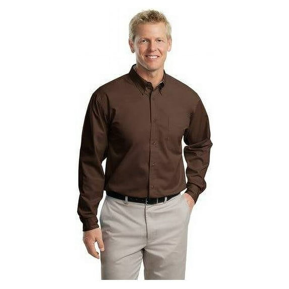 Port Authority Long Sleeve Easy Care Shirt, Coffee Bean M