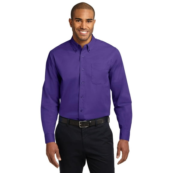 Port Authority Long Sleeve Easy Care Shirt-XL (Purple/Light Stone)