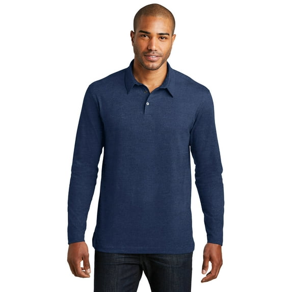 Port Authority Long Sleeve Meridian Cotton Blend Polo-M (Estate Blue)
