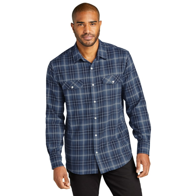 Port Authority Long Sleeve Ombre Plaid Shirt W672