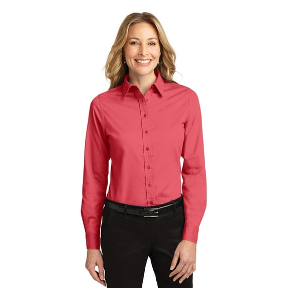 Port Authority Long Sleeve Shirt (L608) Hibiscus, XL