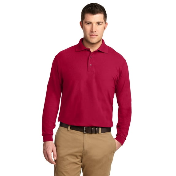 Port Authority K500LS Long Sleeve Silk Touch Polo, Red, L