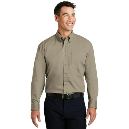 Port Authority Long Sleeve Twill Shirt-4XL (Khaki)
