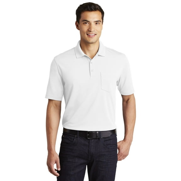 Port Authority Men's Dry Zone UV Micro-Mesh Pocket Polo, White, X-Small