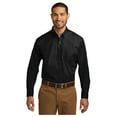 thumbnail image 1 of Port Authority Men's Long Sleeve Carefree Poplin Classic Fit Shirt Deep Black 3X-Large, 1 of 4