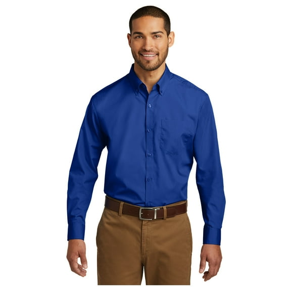 Port Authority Men's Long Sleeve Carefree Poplin Classic Fit Shirt True Royal X-Large