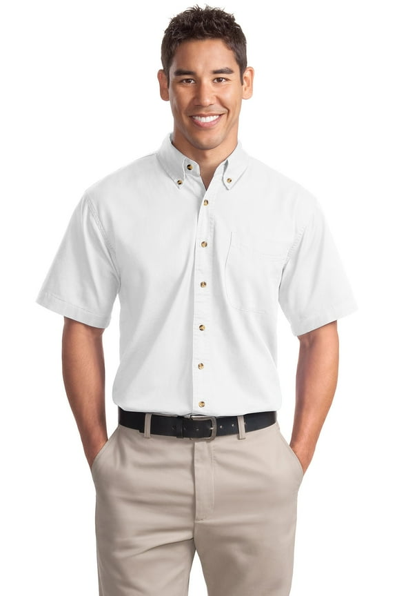 Men's Short Sleeve Twill Shirt XS White