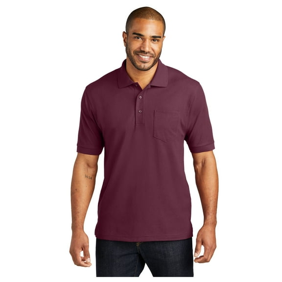 Port Authority Men's Silk Touch Polo Shirt With Pocket Burgundy 4X-Large
