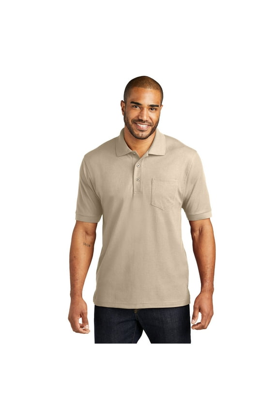 Men's Silk Touch Polo Shirt With Pocket Stone Medium