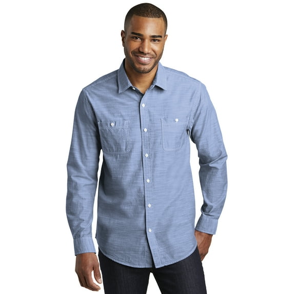 "Port Authority Men's Slub Chambray Shirt, Light Blue, Small"