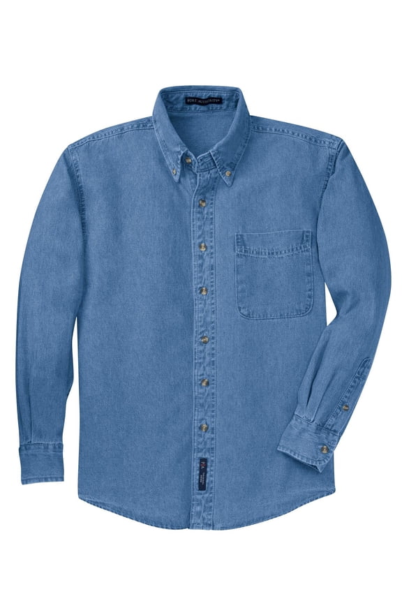 Men's Tall Long Sleeve Denim Shirt XLT Faded Blue