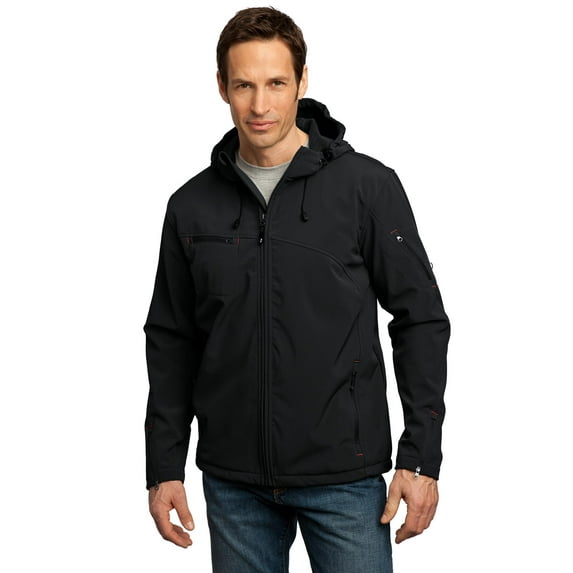Port Authority Men's Textured Hooded Soft Shell Jacket. J706