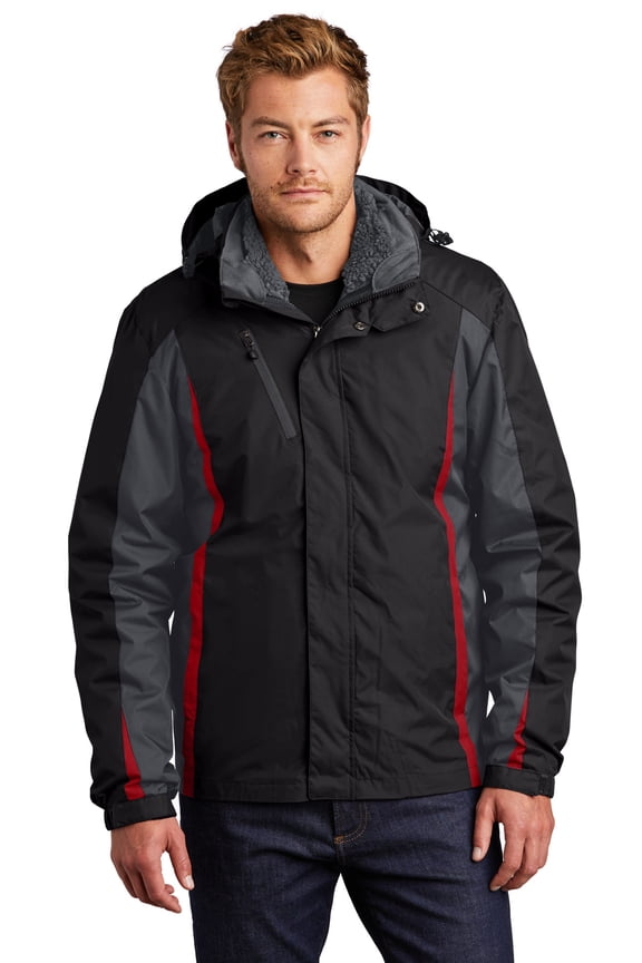 Men's Water-Resistant 3-In-1 Jacket_Blk/Mag Gy/Red_X-Small
