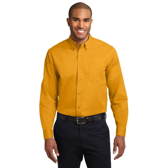 Port Authority Mens Extended Long Sleeve Easy Care Shirt 8X-Large Athletic Gold/Light Stone