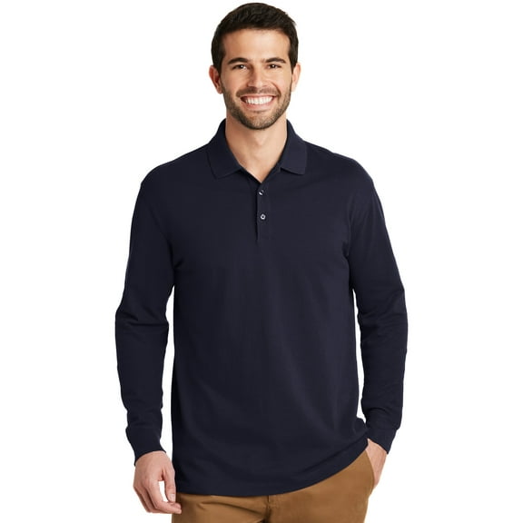 Port Authority Mens Long Sleeve Cotton Logo Polo. K8000Ls.