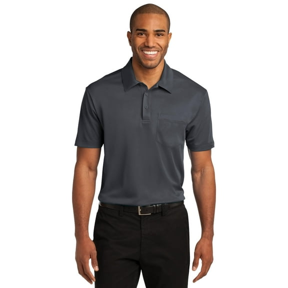 Port Authority Performance Pocket Polo (K540P) Steel Grey, 2XL
