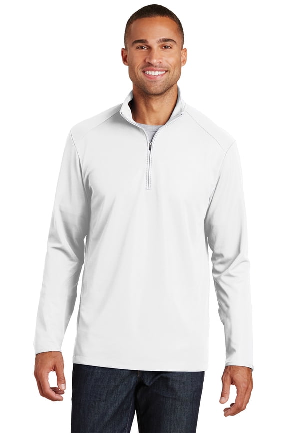 Pinpoint Mesh 1/2 Zip-3XL (White)