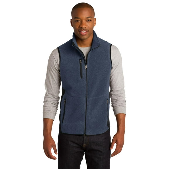 Port Authority R Tek Pro Fleece Full Zip Vest-S (Navy Heather/ Black)
