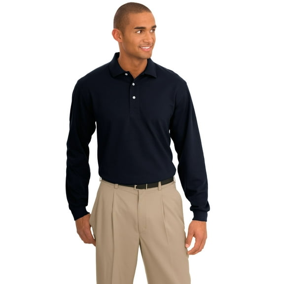 Port Authority Rapid Dry Long Sleeve Polo-3XL (Classic Navy)