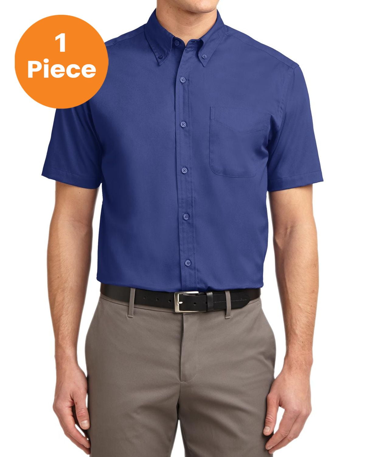 SAASHI Men's Sea Blue V-neck Short Sleeve Uniform Shirt, Basic Style, Breathable
