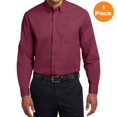 thumbnail image 1 of Port Authority S608 Long Sleeve Easy Care Shirt, Burgundy/Light Stone, L, Mens Casual Button Down Shirts, 1 of 1