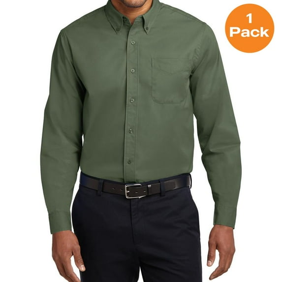Port Authority S608 Long Sleeve Easy Care Shirt, Clover Green, L, Mens Casual Button Down Shirts