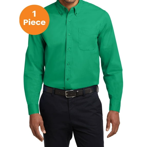 Port Authority S608 Long Sleeve Easy Care Shirt, Court Green, 3XL, Mens Casual Button Down Shirts