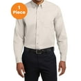 thumbnail image 1 of Port Authority S608 Long Sleeve Easy Care Shirt, Light Stone/Classic Navy, L, Mens Casual Button Down Shirts, 1 of 1