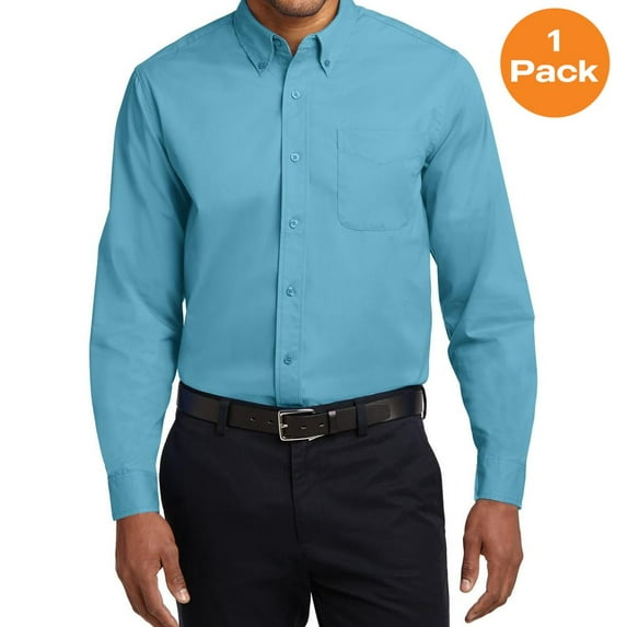 Port Authority S608 Long Sleeve Easy Care Shirt, Maui Blue, XS, Mens Casual Button Down Shirts