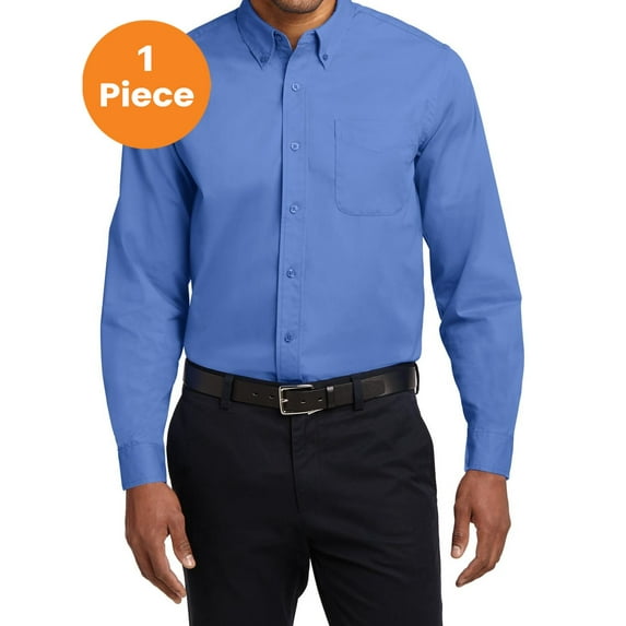 Port Authority S608ES Extended Size Long Sleeve Easy Care Shirt, Ultramarine Blue, 9XL, Mens Casual Button Down Shirts