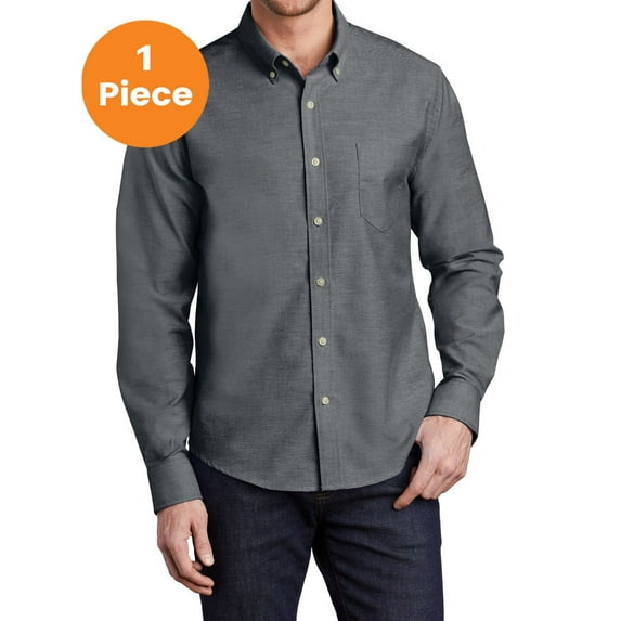 Port Authority S651 Untucked Fit SuperPro Oxford Shirt, Black, M, Mens Casual Button Down Shirts