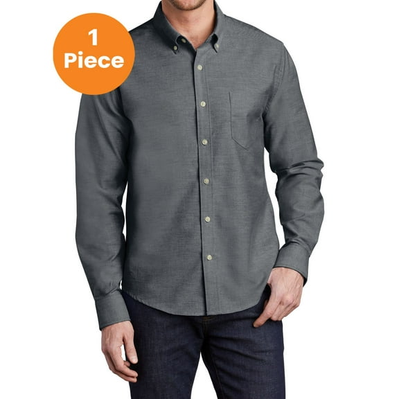 Port Authority S651 Untucked Fit SuperPro Oxford Shirt, Black, S, Mens Casual Button Down Shirts