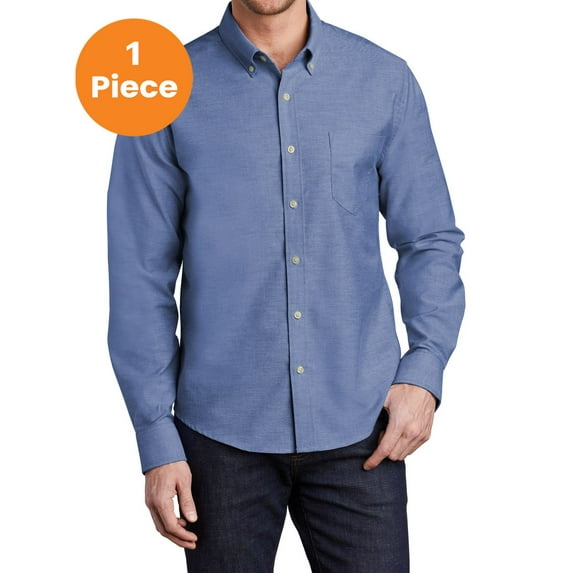 Port Authority S651 Untucked Fit SuperPro Oxford Shirt, Navy, XS, Mens Casual Button Down Shirts
