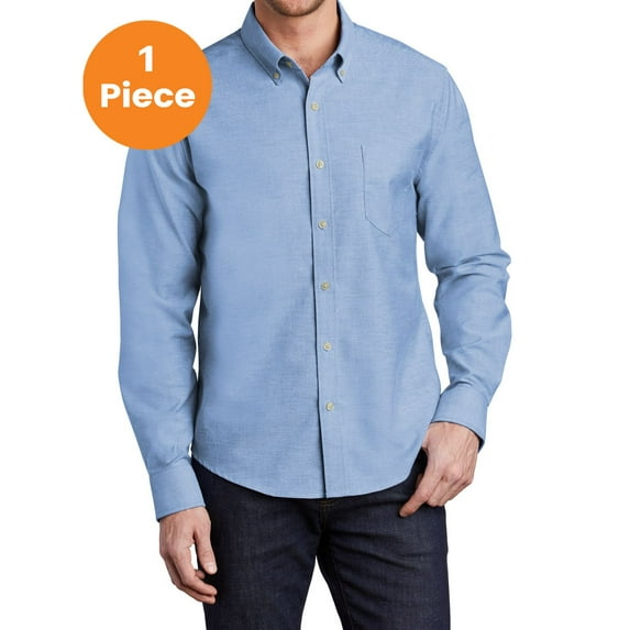 Port Authority S651 Untucked Fit SuperPro Oxford Shirt, Oxford Blue, M, Mens Casual Button Down Shirts