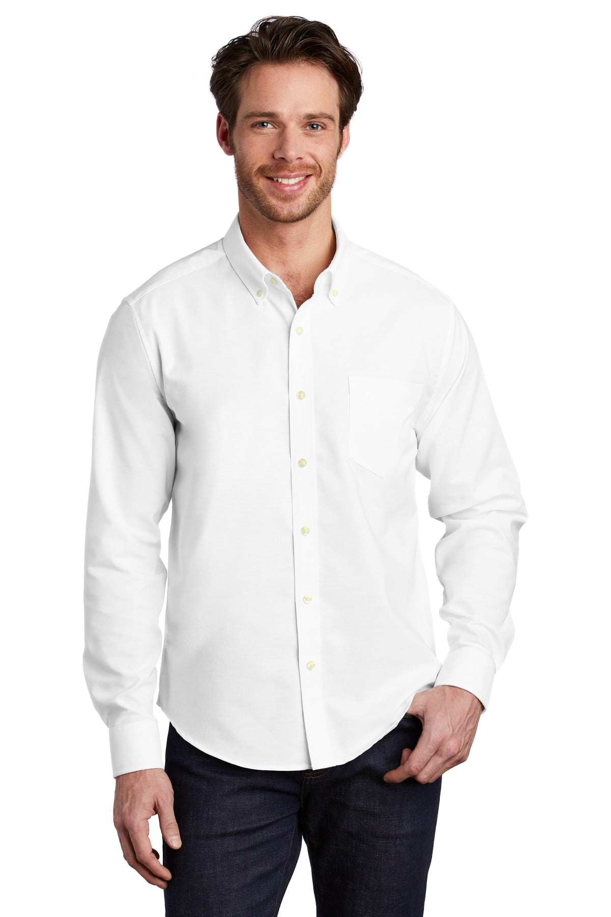 Port Authority SuperPro Oxford Shirt – Wrinkle-Resistant Business Casual, White, 3XL - View #3