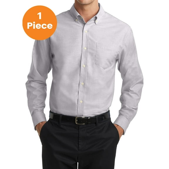 Port Authority S658 SuperPro Oxford Shirt , Gusty Grey, M, Mens Casual Button Down Shirts