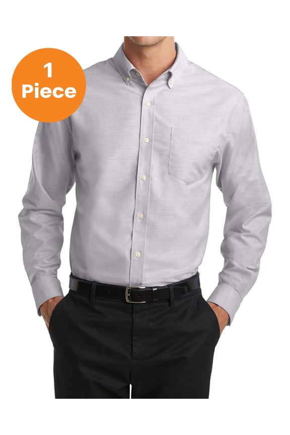 S658 SuperPro Oxford Shirt , Gusty Grey, M, Mens Casual Button Down Shirts